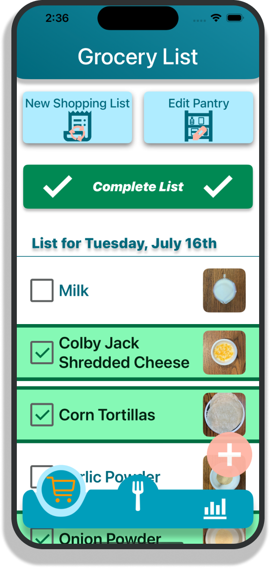 Styled Grocery Shopping Screen Phone View