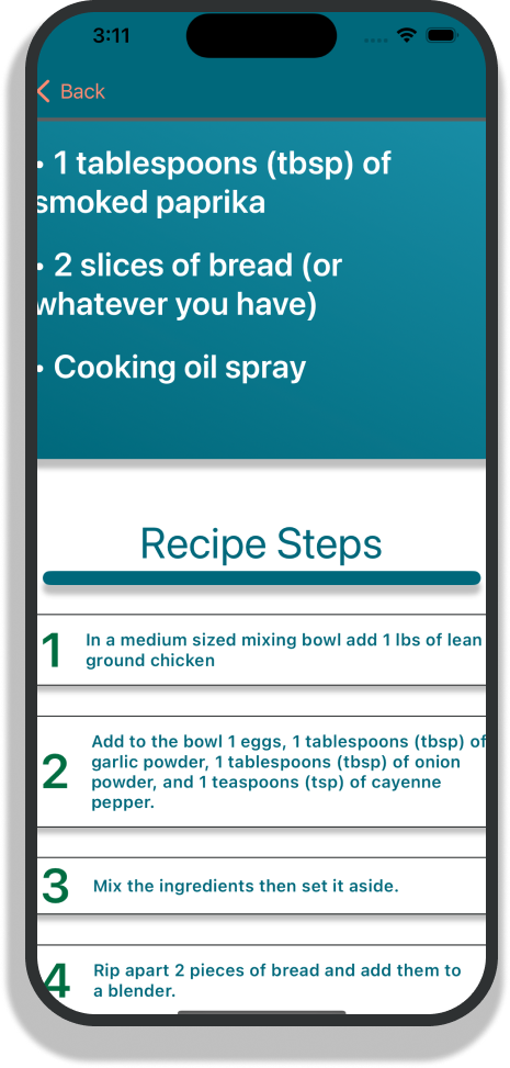 Styled Recipe Phone View